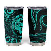 Polynesian Guam Coat of Arms Tumbler Cup Polynesian Tribal Tattoo Turquoise Version