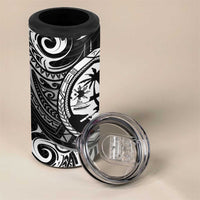 Polynesian Guam Coat of Arms 4 in 1 Can Cooler Tumbler Polynesian Tribal Tattoo Black Version