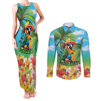 Always 5 O'clock Couples Matching Tank Maxi Dress and Long Sleeve Button Shirt Hawaiian Tropical Parrot - Polynesian Pride