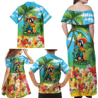 Always 5 O'clock Family Matching Off Shoulder Maxi Dress and Hawaiian Shirt Hawaiian Tropical Parrot - Polynesian Pride