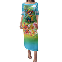Always 5 O'clock Family Matching Puletasi and Hawaiian Shirt Hawaiian Tropical Parrot LT9 Mom's Dress Blue - Polynesian Pride