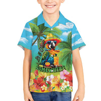 Always 5 O'clock Family Matching Short Sleeve Bodycon Dress and Hawaiian Shirt Hawaiian Tropical Parrot LT9 Son's Shirt Blue - Polynesian Pride