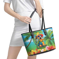 Always 5 O'clock Leather Tote Bag Hawaiian Tropical Parrot LT9 - Polynesian Pride