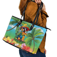 Always 5 O'clock Leather Tote Bag Hawaiian Tropical Parrot LT9 - Polynesian Pride