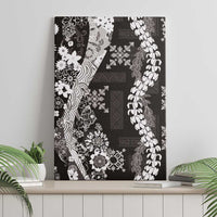 Hawaii Puakenikeni and Maile Lei Canvas Wall Art Black Japanese Wave Style - Polynesian Pride