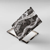 Hawaii Puakenikeni and Maile Lei Canvas Wall Art Black Japanese Wave Style - Polynesian Pride