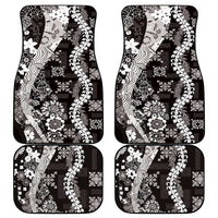 Hawaii Puakenikeni and Maile Lei Car Mats Black Japanese Wave Style - Polynesian Pride