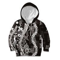 Hawaii Puakenikeni and Maile Lei Kid Hoodie Black Japanese Wave Style - Polynesian Pride