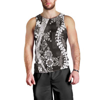 Hawaii Puakenikeni and Maile Lei Men Tank Top Black Japanese Wave Style - Polynesian Pride