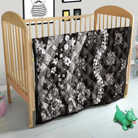 Hawaii Puakenikeni and Maile Lei Quilt Black Japanese Wave Style - Polynesian Pride
