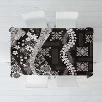 Hawaii Puakenikeni and Maile Lei Tablecloth Black Japanese Wave Style - Polynesian Pride