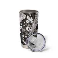Hawaii Puakenikeni and Maile Lei Tumbler Cup Black Japanese Wave Style - Polynesian Pride