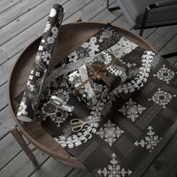 Hawaii Puakenikeni and Maile Lei Wrapping Paper Black Japanese Wave Style - Polynesian Pride