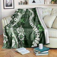 Hawaii Puakenikeni and Maile Lei Blanket Green Japanese Wave Style LT9 Green - Polynesian Pride