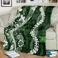 Hawaii Puakenikeni and Maile Lei Blanket Green Japanese Wave Style LT9 - Polynesian Pride