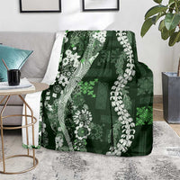 Hawaii Puakenikeni and Maile Lei Blanket Green Japanese Wave Style LT9 - Polynesian Pride