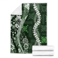 Hawaii Puakenikeni and Maile Lei Blanket Green Japanese Wave Style LT9 - Polynesian Pride