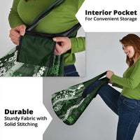 Hawaii Puakenikeni and Maile Lei Grocery Bag Green Japanese Wave Style - Polynesian Pride