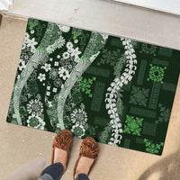 Hawaii Puakenikeni and Maile Lei Rubber Doormat Green Japanese Wave Style - Polynesian Pride