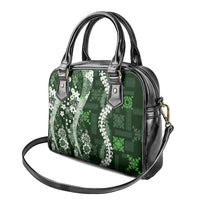 Hawaii Puakenikeni and Maile Lei Shoulder Handbag Green Japanese Wave Style - Polynesian Pride
