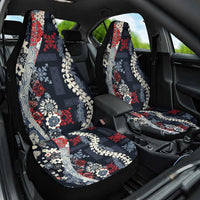 Hawaii Puakenikeni and Maile Lei Car Seat Cover Navy Blue Japanese Wave Style - Polynesian Pride