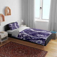 Hawaii Puakenikeni and Maile Lei Bedding Set Purple Japanese Wave Style - Polynesian Pride