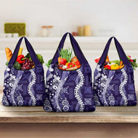 Hawaii Puakenikeni and Maile Lei Grocery Bag Purple Japanese Wave Style - Polynesian Pride