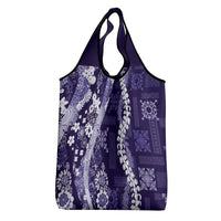 Hawaii Puakenikeni and Maile Lei Grocery Bag Purple Japanese Wave Style - Polynesian Pride