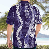 Hawaii Puakenikeni and Maile Lei Hawaiian Shirt Purple Japanese Wave Style - Polynesian Pride