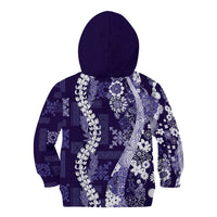 Hawaii Puakenikeni and Maile Lei Kid Hoodie Purple Japanese Wave Style - Polynesian Pride