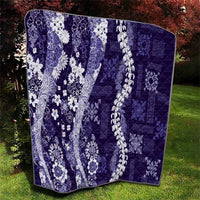 Hawaii Puakenikeni and Maile Lei Quilt Purple Japanese Wave Style - Polynesian Pride