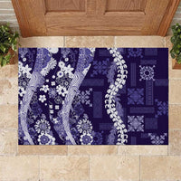Hawaii Puakenikeni and Maile Lei Rubber Doormat Purple Japanese Wave Style - Polynesian Pride