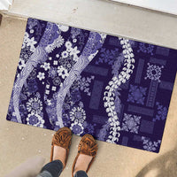 Hawaii Puakenikeni and Maile Lei Rubber Doormat Purple Japanese Wave Style - Polynesian Pride