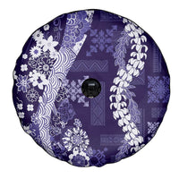 Hawaii Puakenikeni and Maile Lei Spare Tire Cover Purple Japanese Wave Style - Polynesian Pride