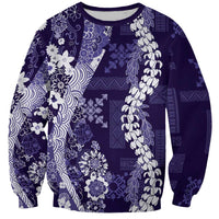 Hawaii Puakenikeni and Maile Lei Sweatshirt Purple Japanese Wave Style - Polynesian Pride