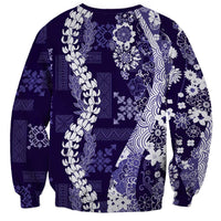 Hawaii Puakenikeni and Maile Lei Sweatshirt Purple Japanese Wave Style - Polynesian Pride