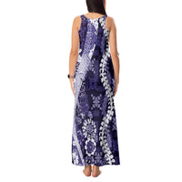 Hawaii Puakenikeni and Maile Lei Tank Maxi Dress Purple Japanese Wave Style - Polynesian Pride
