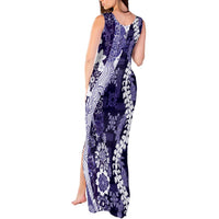 Hawaii Puakenikeni and Maile Lei Tank Maxi Dress Purple Japanese Wave Style - Polynesian Pride
