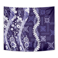 Hawaii Puakenikeni and Maile Lei Tapestry Purple Japanese Wave Style - Polynesian Pride