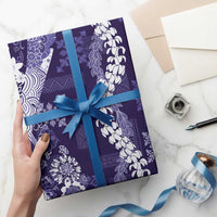 Hawaii Puakenikeni and Maile Lei Wrapping Paper Purple Japanese Wave Style - Polynesian Pride