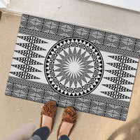All White Tonga Malo e lelei Rubber Doormat Vintage Ngatu Tribal Pattern - Polynesian Pride