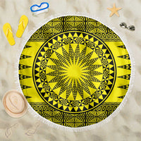 All Yellow Tonga Malo e lelei Beach Blanket Vintage Ngatu Tribal Pattern - Polynesian Pride