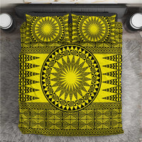 All Yellow Tonga Malo e lelei Bedding Set Vintage Ngatu Tribal Pattern - Polynesian Pride