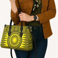All Yellow Tonga Malo e lelei Leather Bag Vintage Ngatu Tribal Pattern - Polynesian Pride
