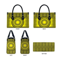 All Yellow Tonga Malo e lelei Leather Bag Vintage Ngatu Tribal Pattern - Polynesian Pride
