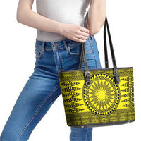 All Yellow Tonga Malo e lelei Leather Tote Bag Vintage Ngatu Tribal Pattern - Polynesian Pride