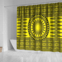 All Yellow Tonga Malo e lelei Shower Curtain Vintage Ngatu Tribal Pattern - Polynesian Pride