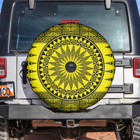 All Yellow Tonga Malo e lelei Spare Tire Cover Vintage Ngatu Tribal Pattern - Polynesian Pride