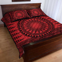 All Red Tonga Malo e lelei Quilt Bed Set Vintage Ngatu Tribal Pattern - Polynesian Pride
