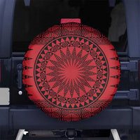 All Red Tonga Malo e lelei Spare Tire Cover Vintage Ngatu Tribal Pattern - Polynesian Pride